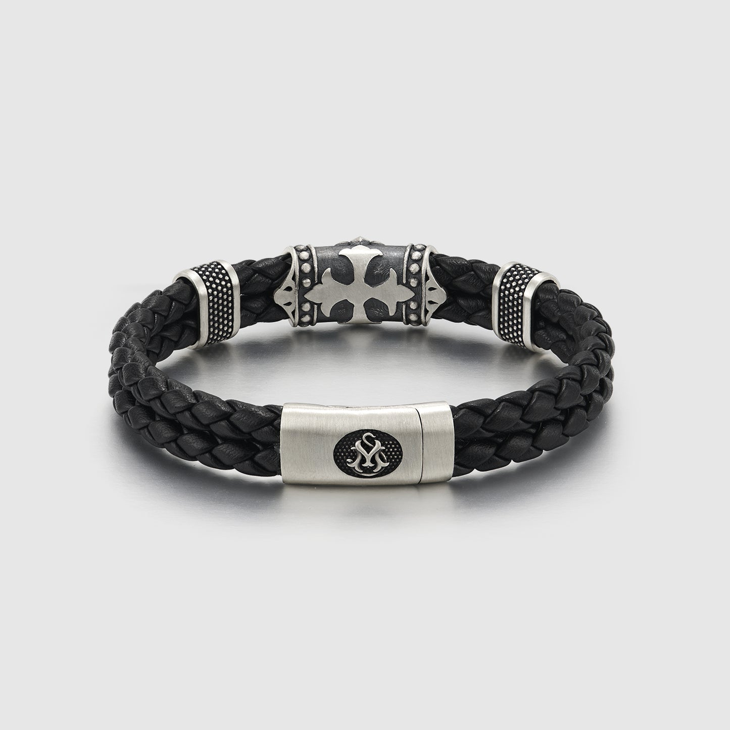 Fleurdelis Cross Double Leather Bracelet