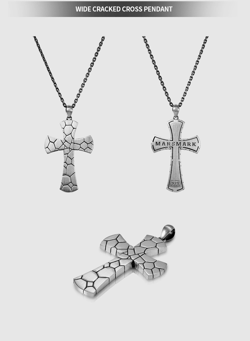 Wide Cracked Cross Pendant