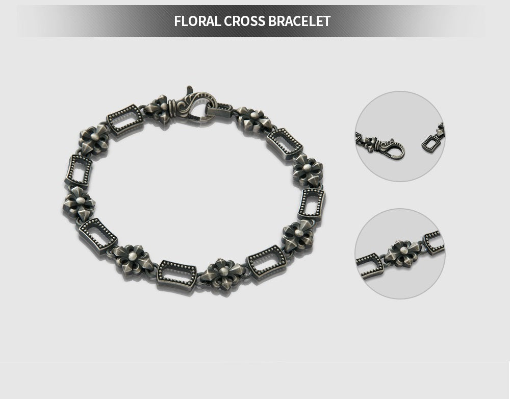 Floral Cross Bracelet