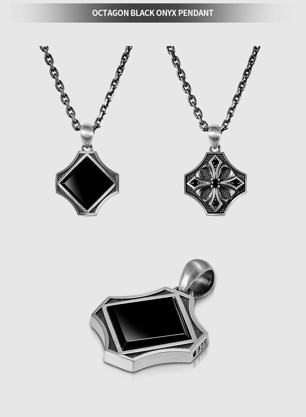 Octagon Black Onyx Pendant