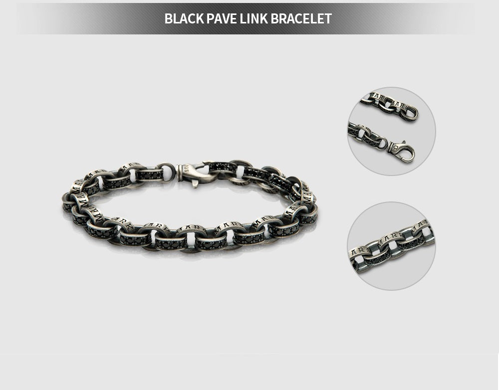 M.S Black Pave Link Bracelet