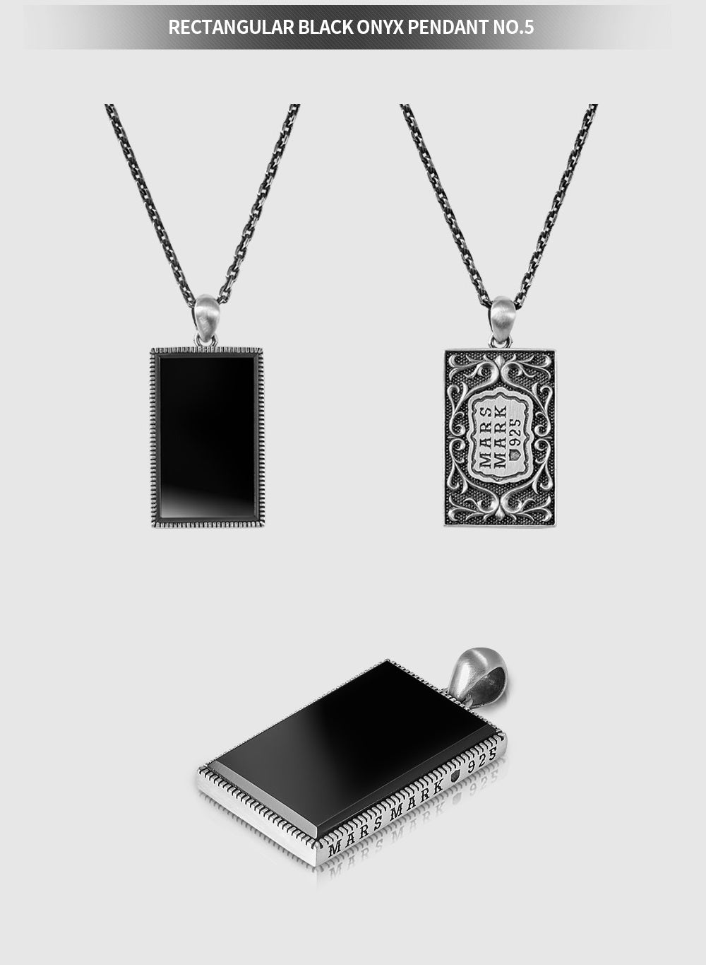 Rectangular Black Onyx Pendant No.5