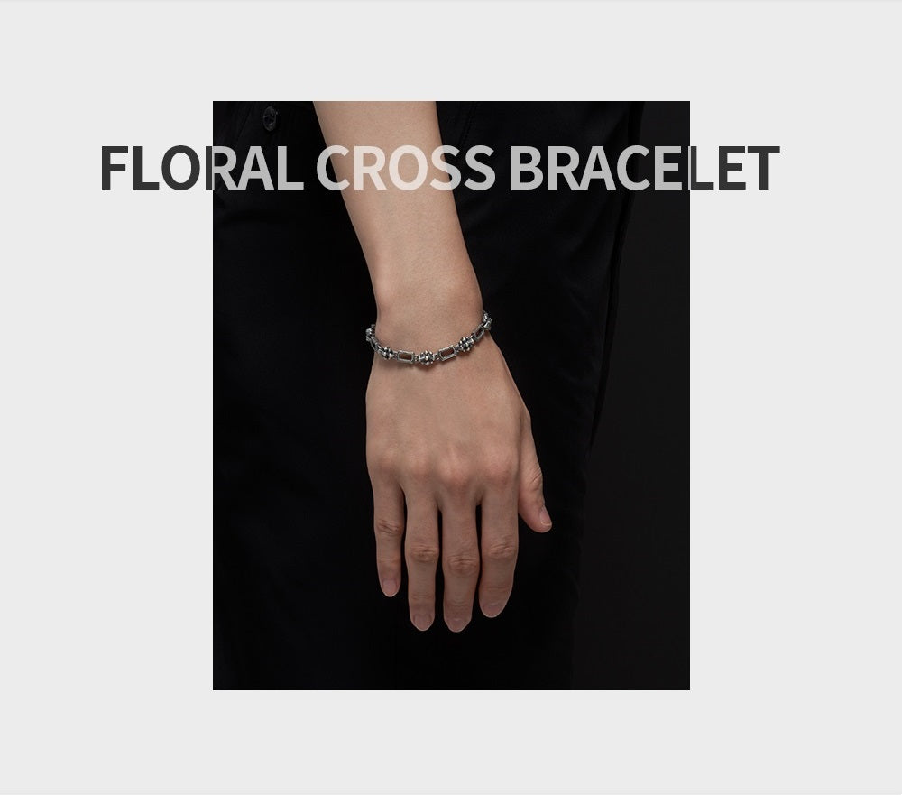 Floral Cross Bracelet