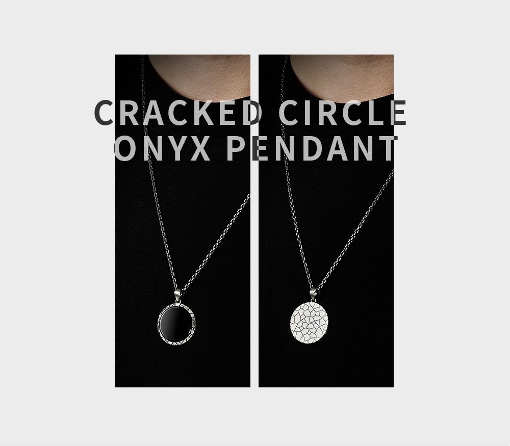 Cracked Circle Onyx Pendant