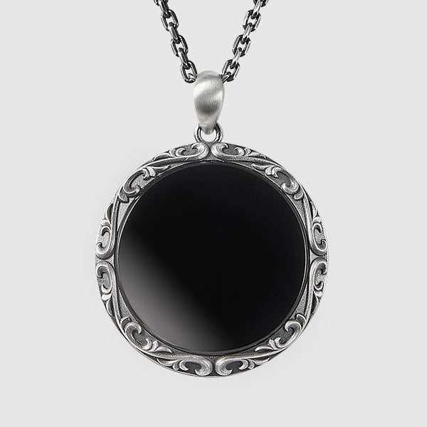 Black Onyx Circle Pendant