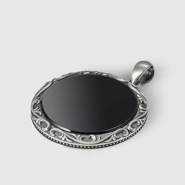 Black Onyx Circle Pendant