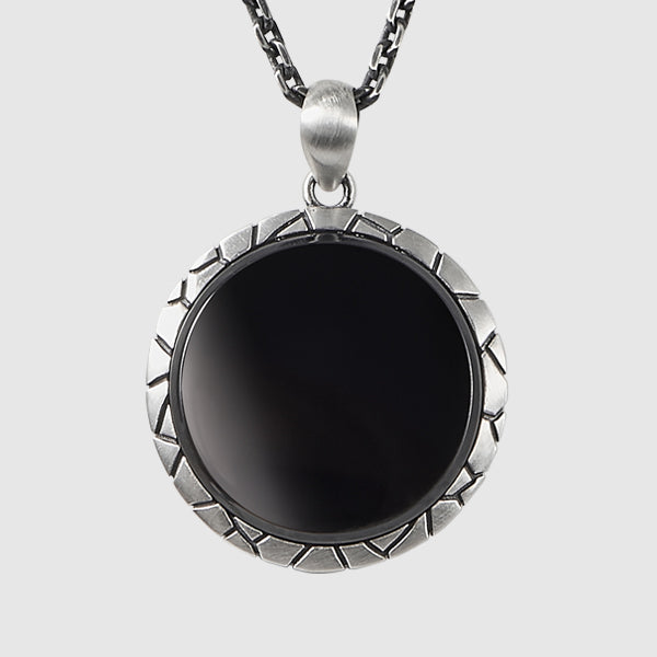 Cracked Circle Onyx Pendant