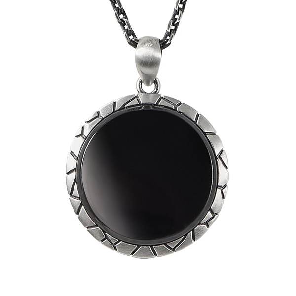 Cracked Circle Onyx Pendant