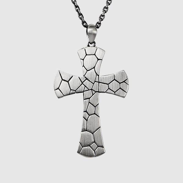 Wide Cracked Cross Pendant