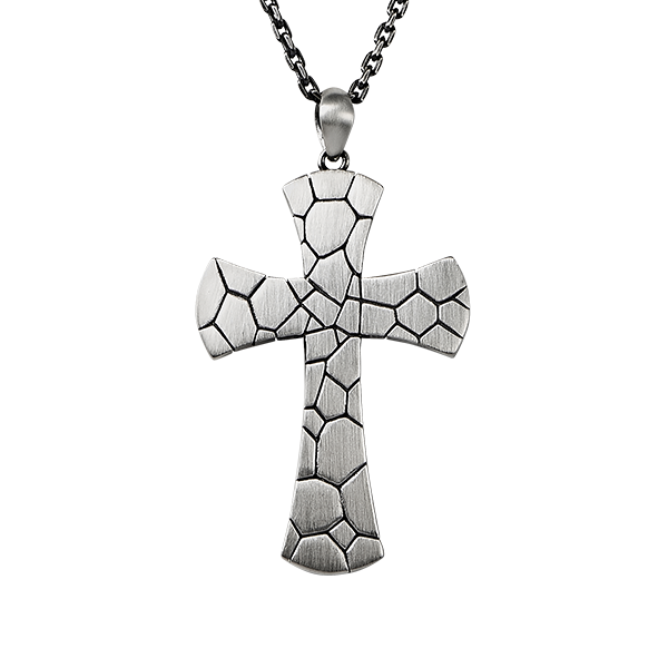 Wide Cracked Cross Pendant