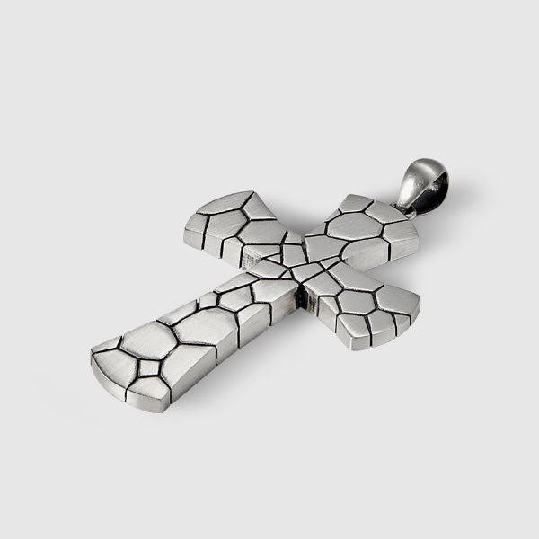 Wide Cracked Cross Pendant