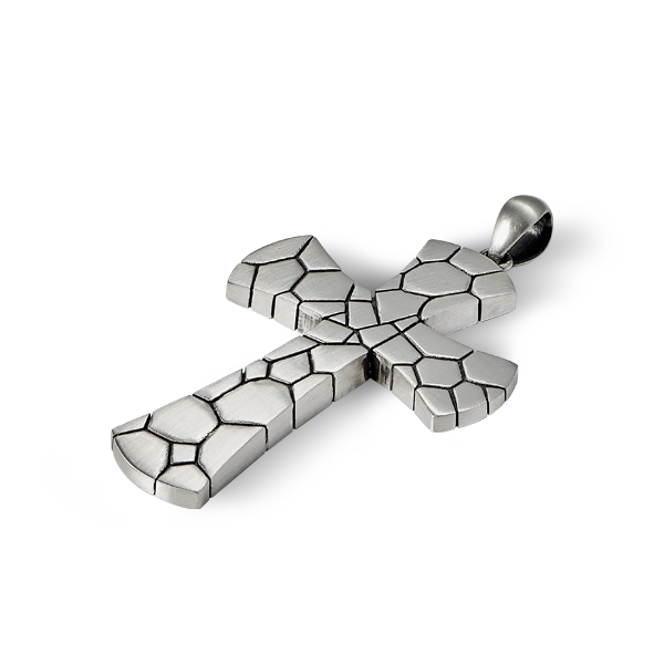 Wide Cracked Cross Pendant